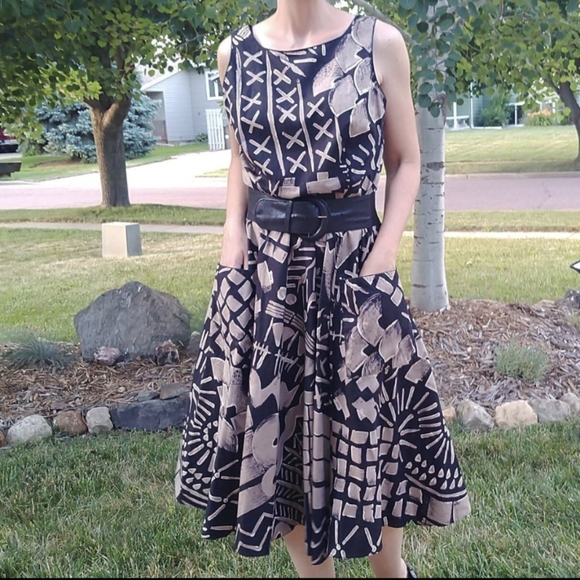 vintage SLEEVELESS DRESS WITH POCKETS 1980's M - Picture 5 of 10